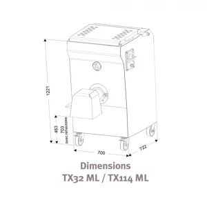 Dimensions Hachoir Mélangeur de table Professionnel Simple et Double Coupe TX32ML TX114ML de la marque DADAUX