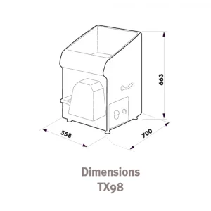 Dimensions du hachoir à viande de laboratoire avec double coupe tx98 de DADAUX