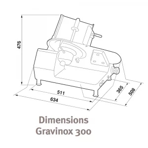 Dimensions Trancheur à Jambon MAJOR SLICE Gravinox 300 DADAUX