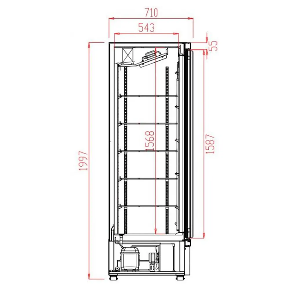 dimensions-Refrigerateur-3-portes-battantes-en-verre-1880x710x1997mm
